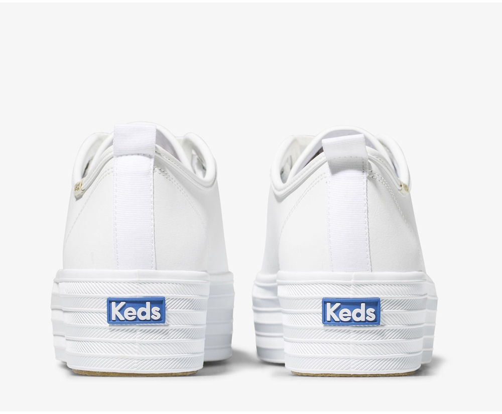 Keds Womens Sneakers White - Triple Up Leather - 439KDJFCN